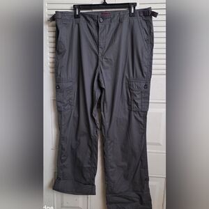 Merona Sz 16 Fit 1 Gray High Rise Straight Fit Roll Tab 6 pocket Cargo Pants